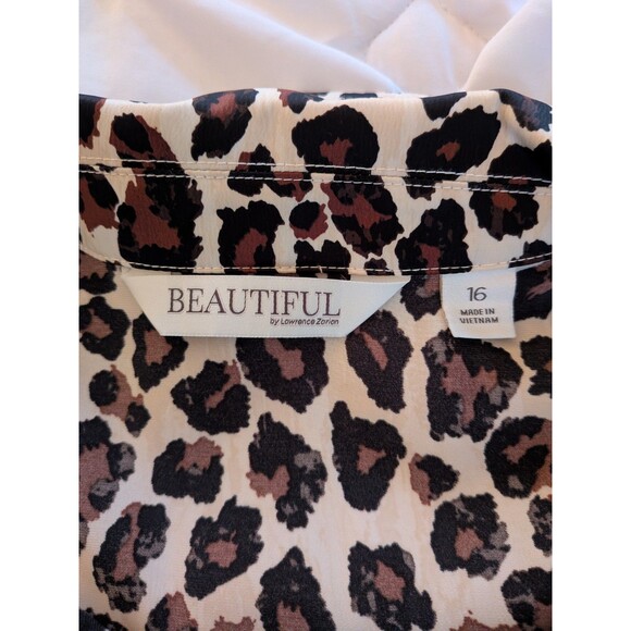 BEAUTIFUL by Lawrence Zarian Dress Women's 16 Cheetah Leopard Faux Wrap Career - Picture 3 of 12